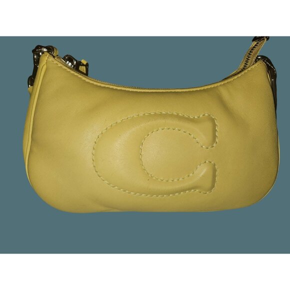 Coach Teri Yellow Shoulder Bag With Signature Quilted Crossbody - Picture 7 of 16